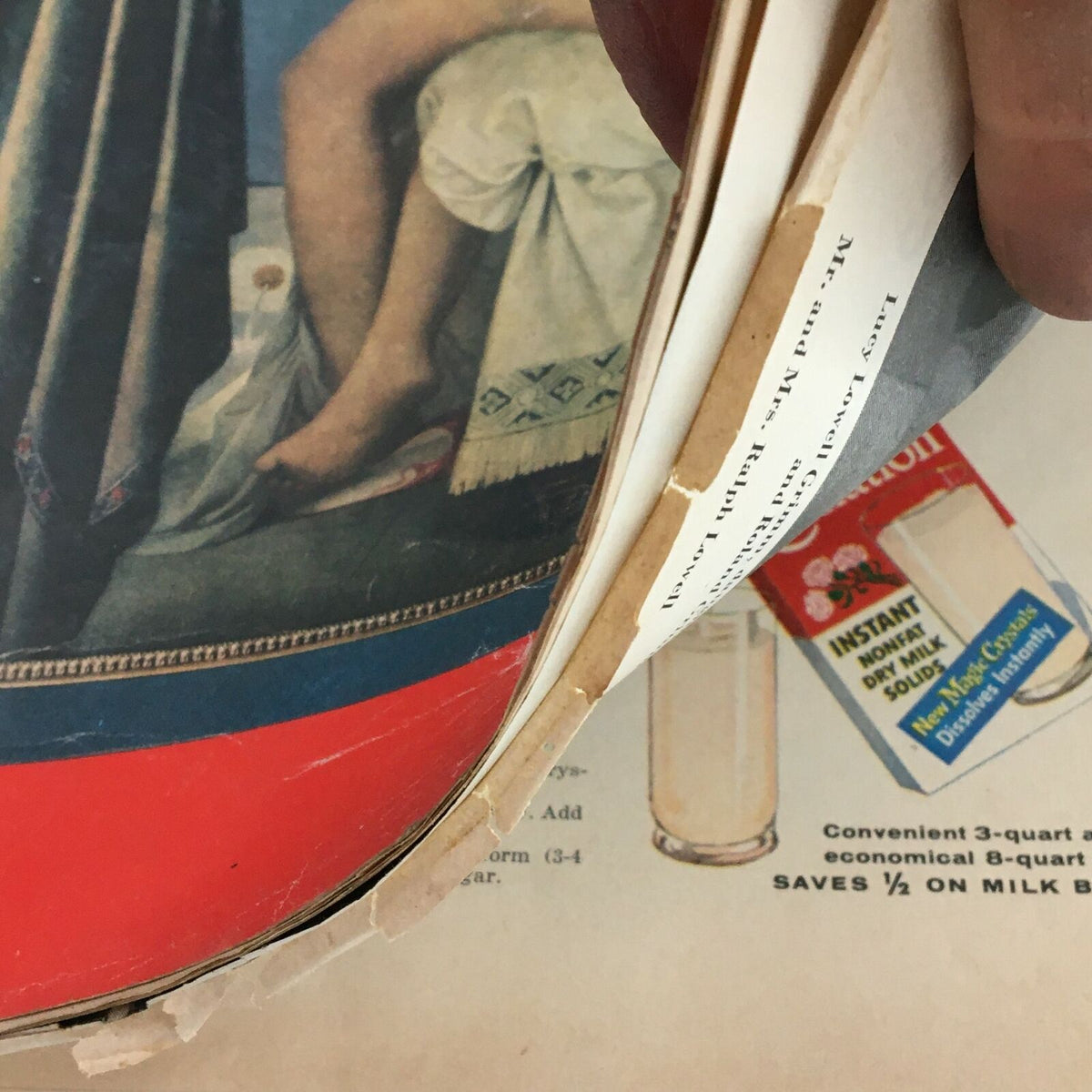 Image showing the spine and pages of the October 22, 1956 Life Magazine containing 'The Bather' by Jean Auguste Dominique Ingres, highlighting some wear.