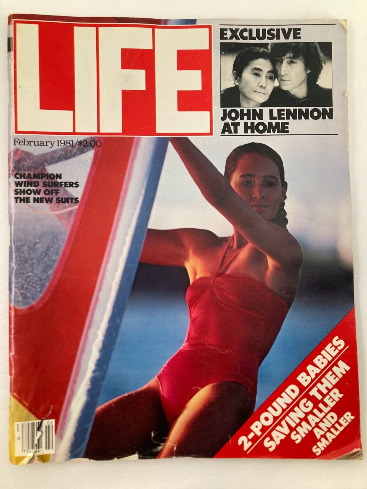 VTG Life Magazine February 1981 cover featuring Yoko Ono and John Lennon at home, showcasing a vintage design with an iconic image and vibrant colors.