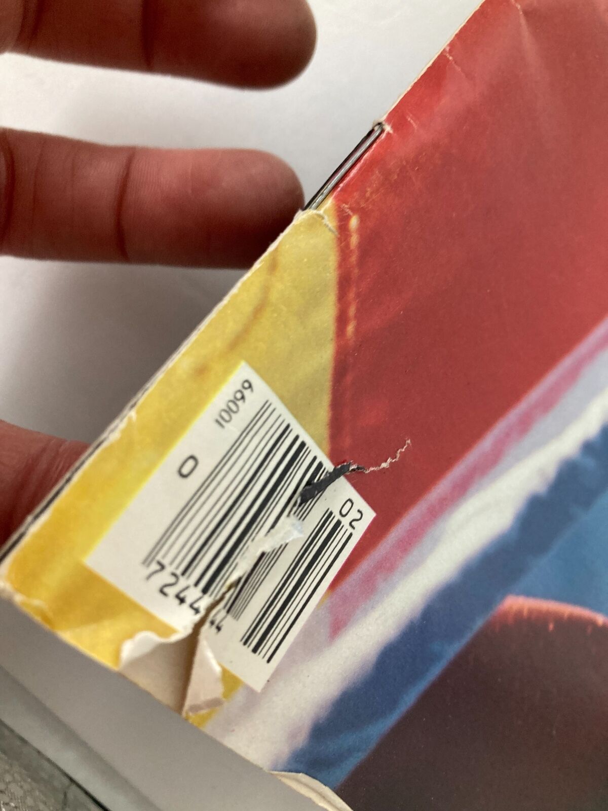 Close-up view of the spine and barcode of VTG Life Magazine February 1981 with Yoko Ono and John Lennon, displaying minor wear and tear, which adds to its vintage appeal.