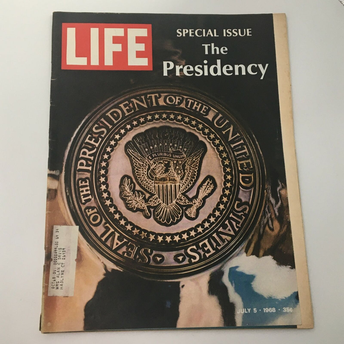 VTG Life Magazine July 5 1968 Special Issue The Presidency cover featuring the presidential seal and vibrant red 'LIFE' logo.