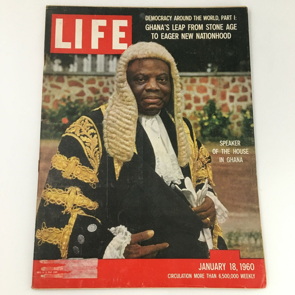 VTG Life Magazine January 18 1960 featuring Sir Emmanuel Charles Quist on the cover, showcasing his distinguished appearance as Speaker of the House in Ghana.
