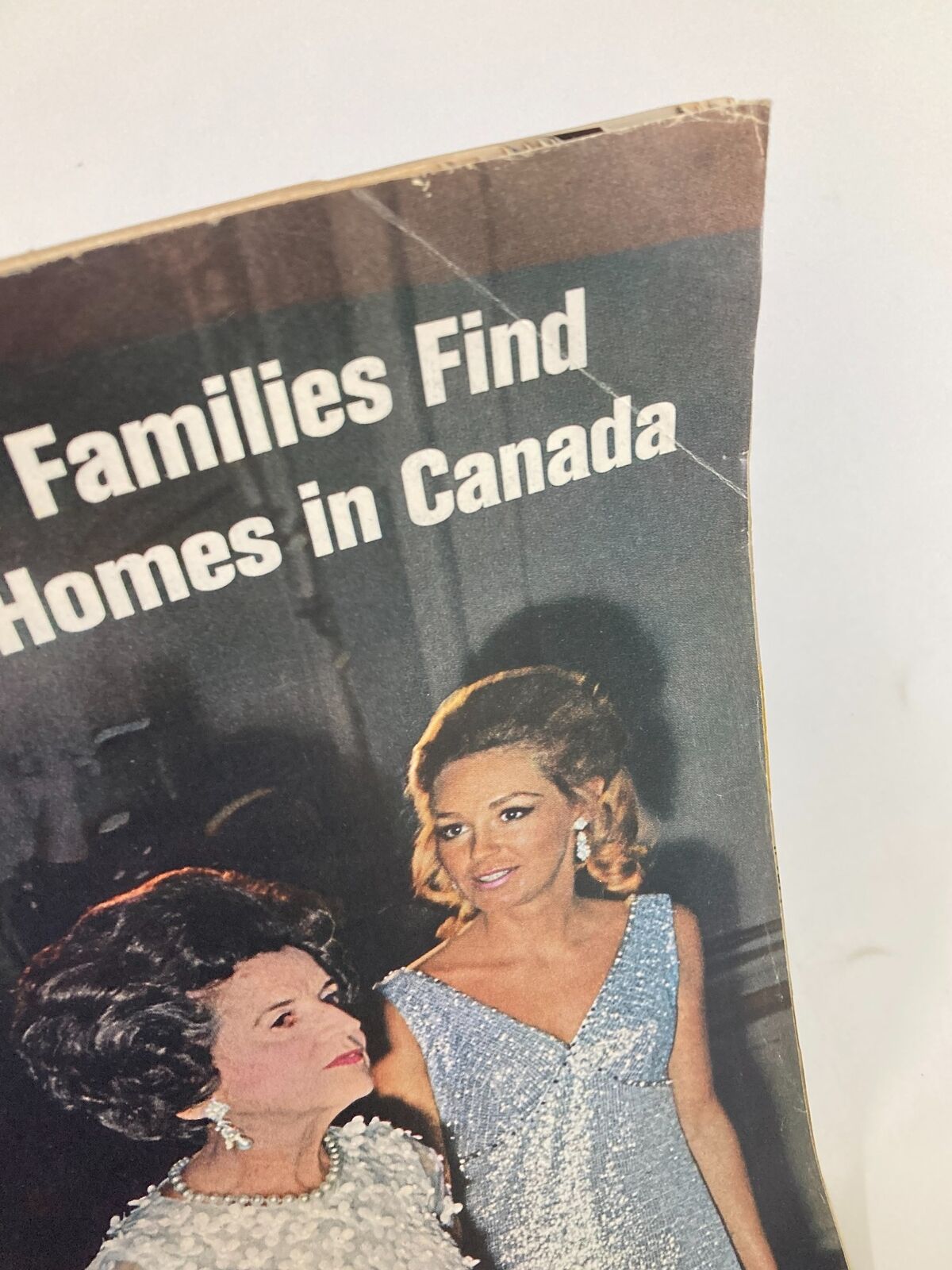 Side view of the VTG Life Magazine July 17 1970 cover highlighting the text about U.S. families finding new homes in Canada and featuring Rose Kennedy.