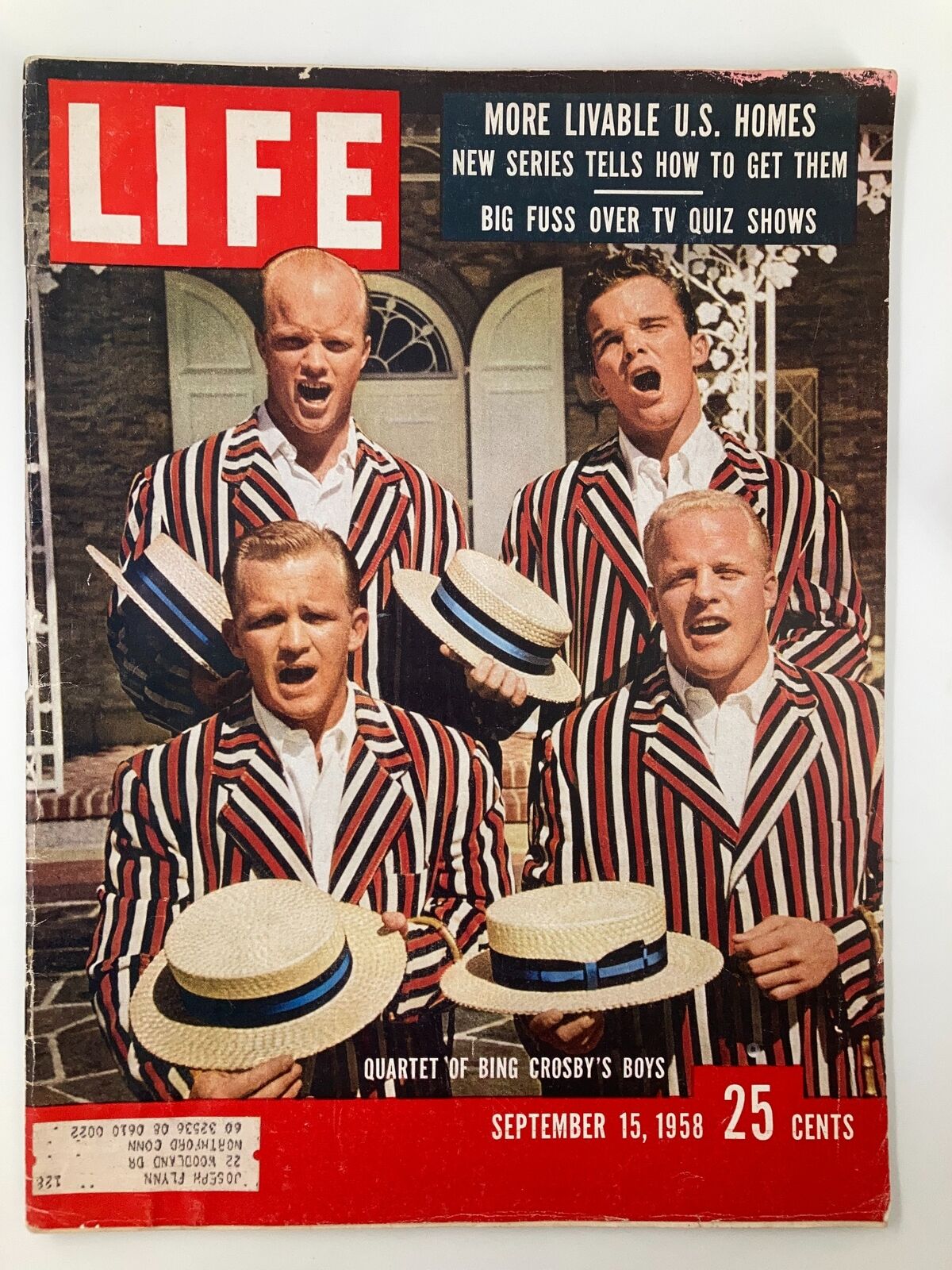 Life Magazine September 15 1958 Featuring Bing Crosby's Quartet of Boys - Vintage Collectible