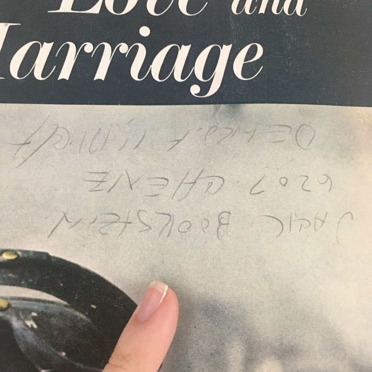 Cover detail from Life Magazine September 8, 1961, displaying handwritten notes related to 'Love and Marriage' alongside a finger pointing at the text.
