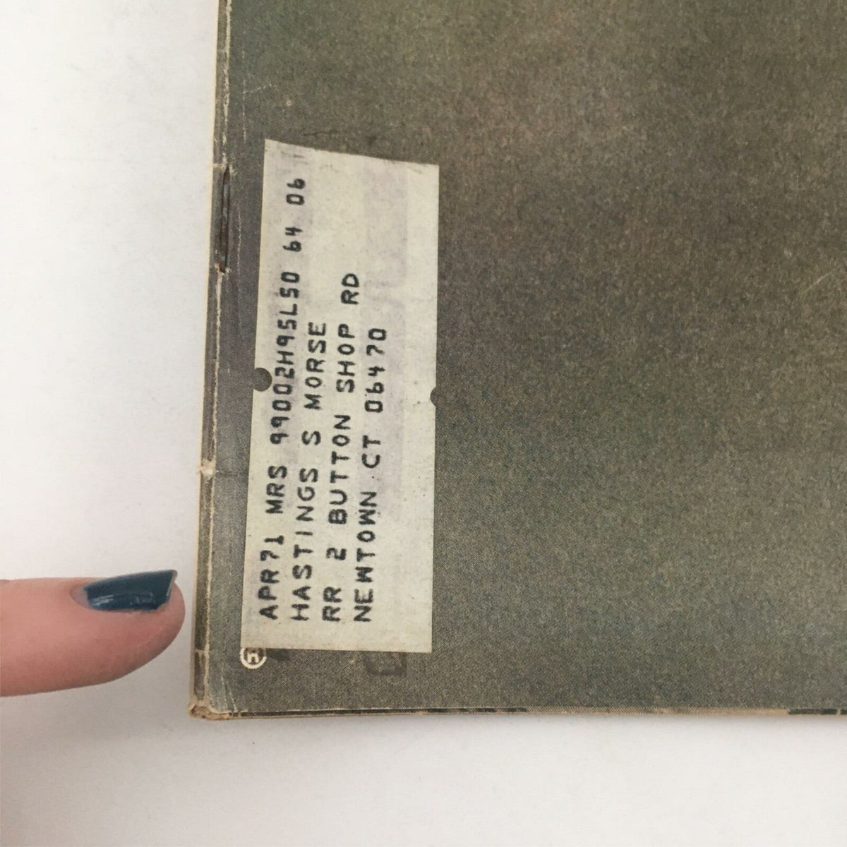 Back cover of the VTG Life Magazine June 20, 1969, displaying an address label, showcasing the magazine's vintage charm and historical significance.