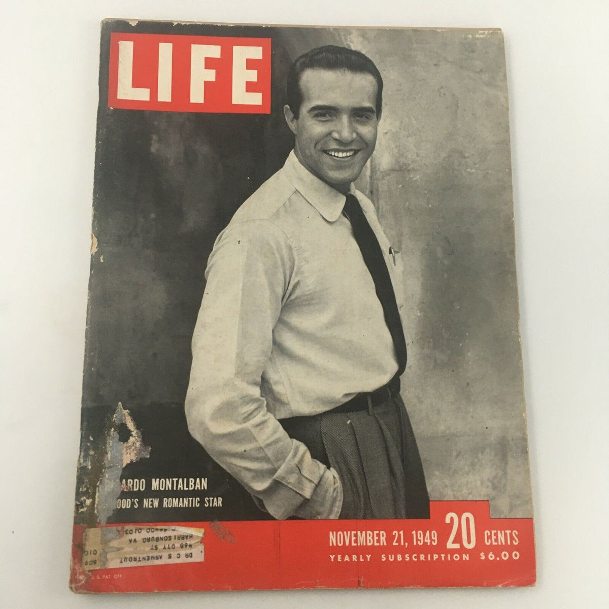 Vintage Life Magazine from November 21, 1949, featuring Ricardo Montalban, Hollywood's Romantic Star, showcasing a nostalgic cover with classic design.