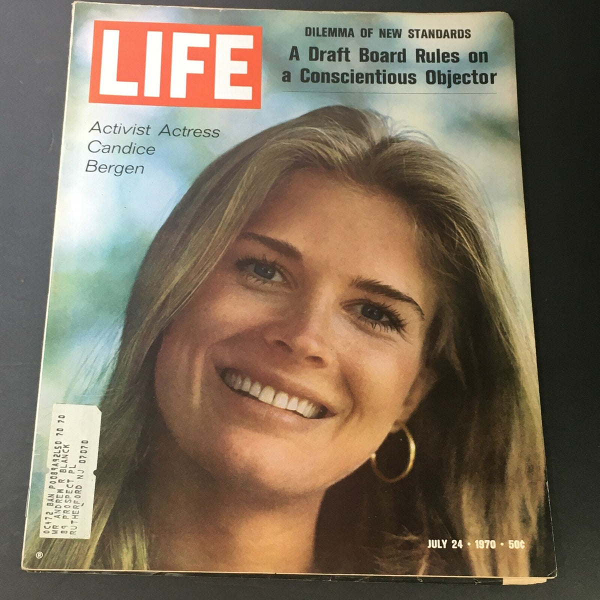 Vintage Life Magazine cover from July 24, 1970 featuring actress Candice Bergen, highlighting the New Standards Dilemma and societal issues, with a smiling portrait of Bergen alongside magazine details.