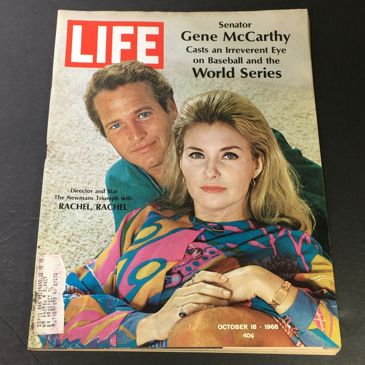 VTG Life Magazine October 18, 1968 featuring Senator Gene McCarthy and Nell Newman, showcasing a vibrant cover design from the 1960s era.