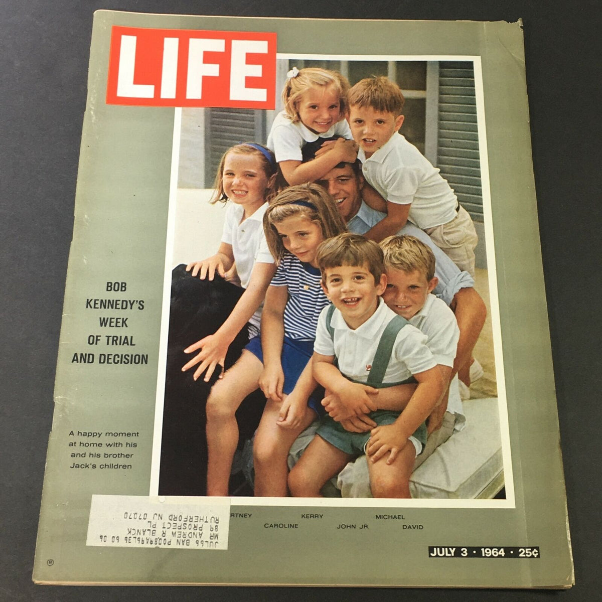 Cover of VTG Life Magazine July 3 1964 featuring children with Bob Kennedy, highlighting 'Bob Kennedy's Week of Trial and Decision'.