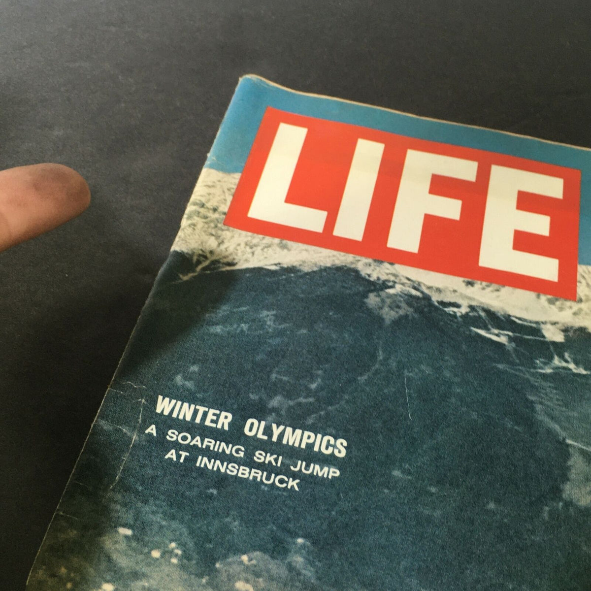 Cover of VTG Life Magazine February 14, 1964, showcasing 'Winter Olympics: A Soaring Ski Jump at Innsbruck' with prominent red 'LIFE' title.