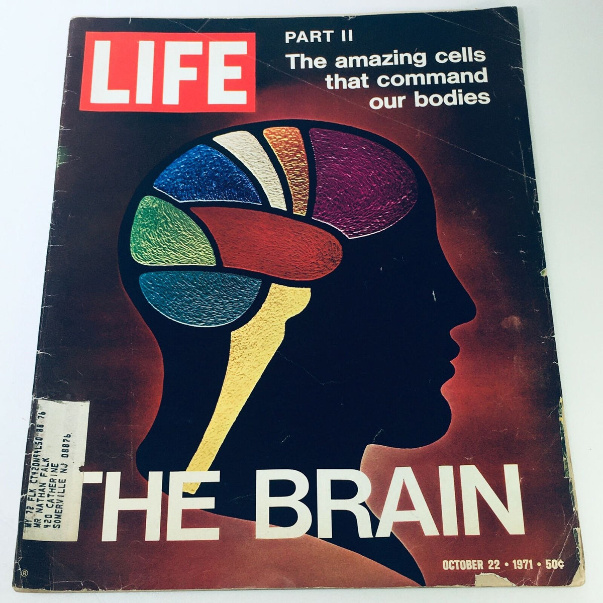 VTG Life Magazine October 22 1971 cover featuring 'Part II The Amazing Cells and The Brain' with vibrant colors and an illustration of a brain.