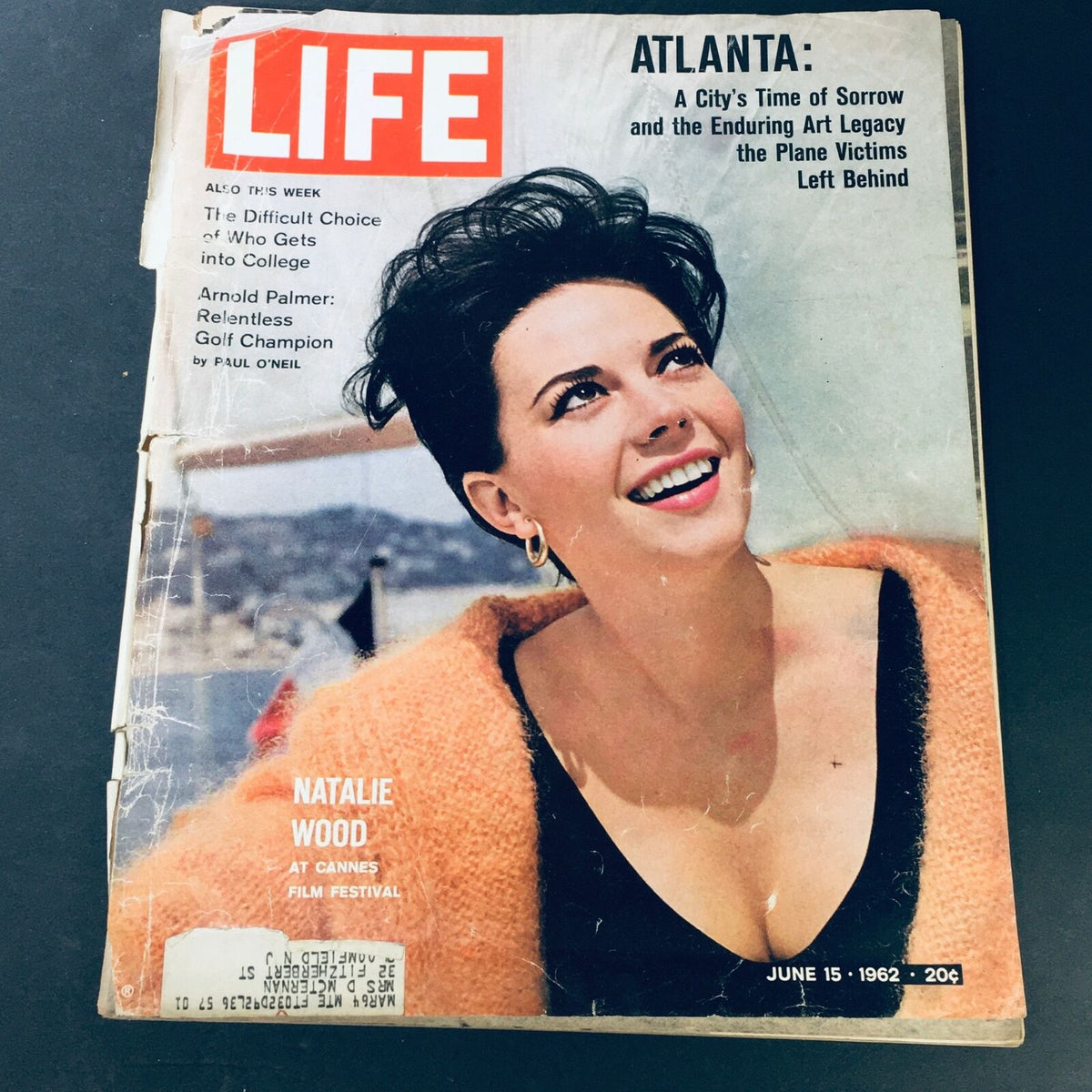 Cover of VTG Life Magazine June 15, 1962 featuring Natalie Wood at Cannes Festival and Arnold Palmer.