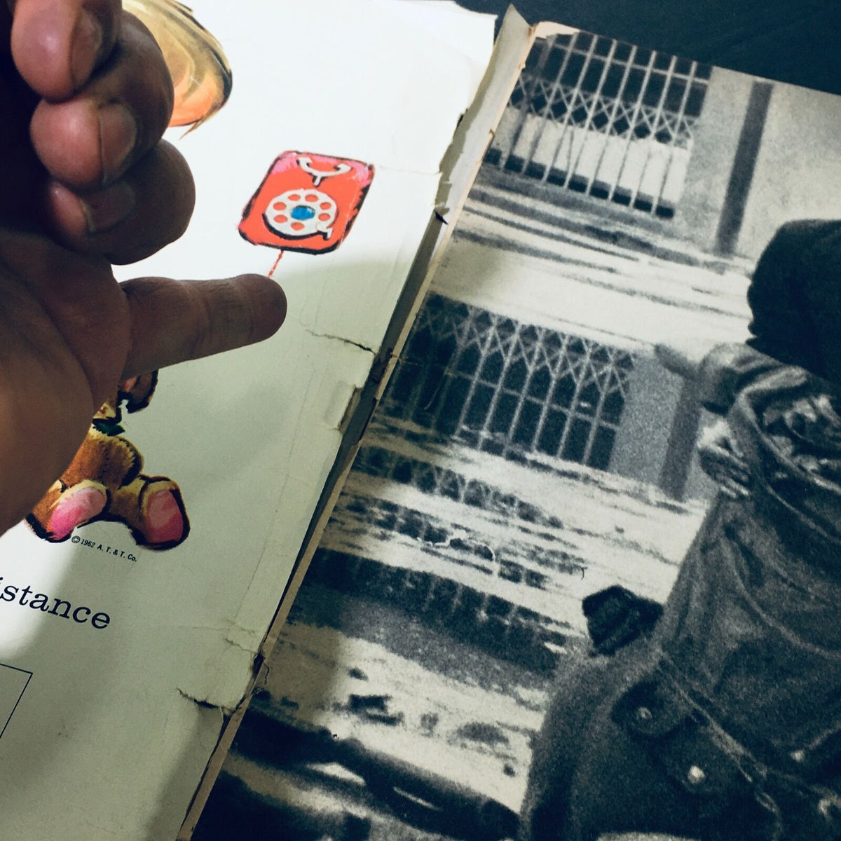 Interior detail of vintage Life Magazine from June 15, 1962, showing a graphic element and the condition of the pages, featuring a hand pointing to a unique design, relevant to the issue highlighting Natalie Wood at Cannes Festival and Arnold Palmer.