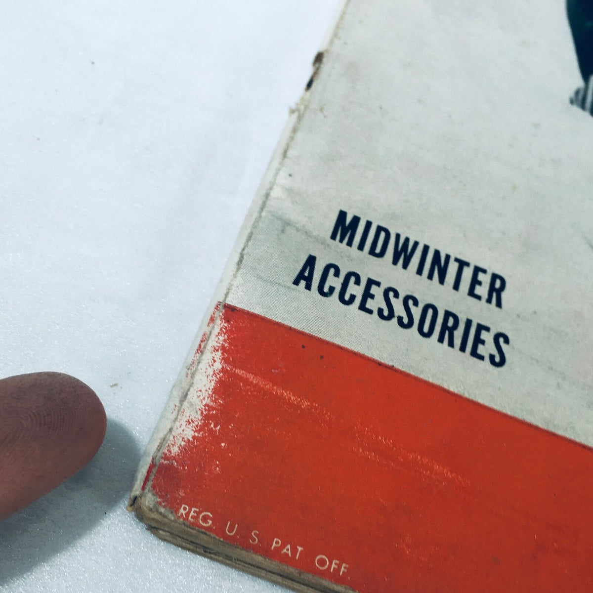 Detailed shot of the spine of the VTG Life Magazine January 12 1948, highlighting the title 'Midwinter Accessories' and authenticity marks.