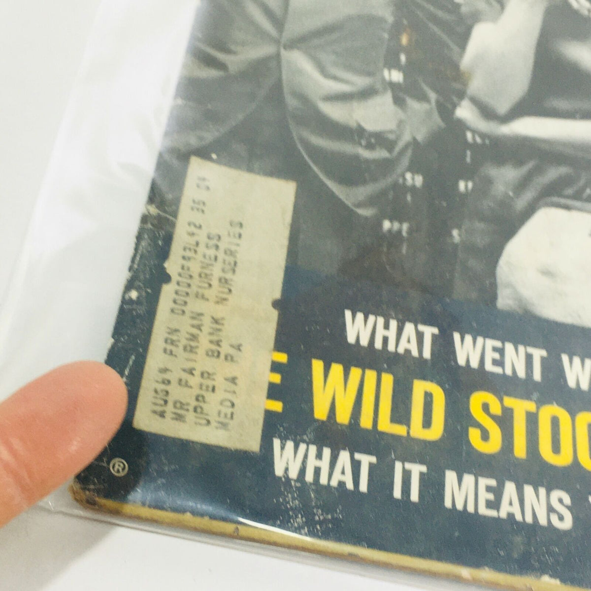 Close-up of the cover of VTG Life Magazine from June 8, 1962, highlighting the label and partially obscured text related to 'The Wild Stock Market'.