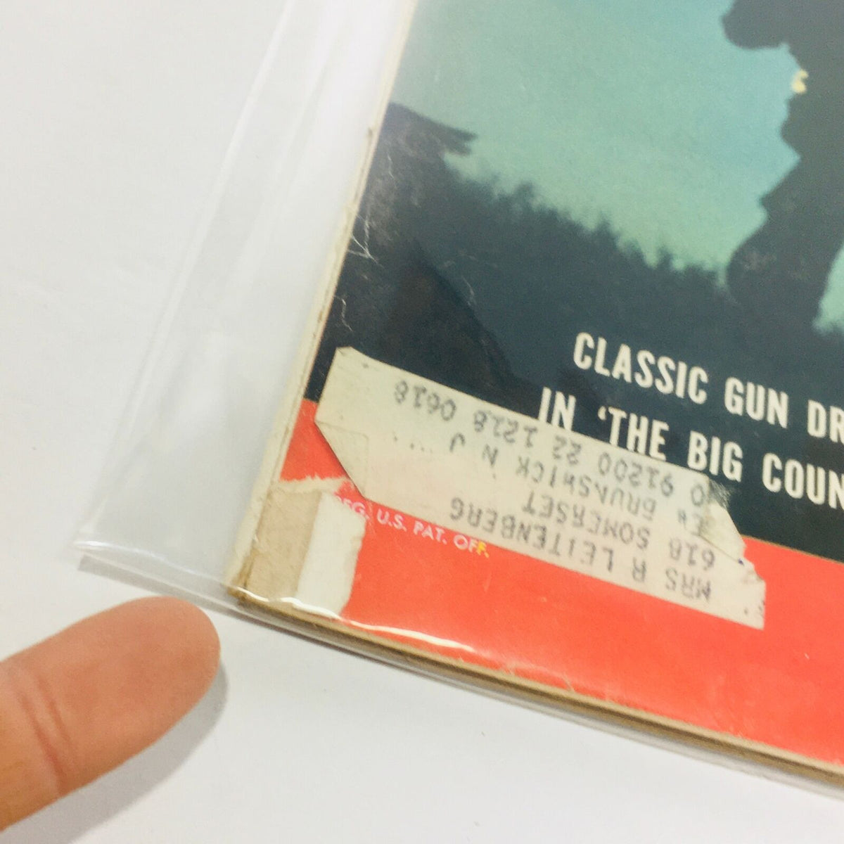 Close-up of the address label and minor wear on the VTG Life Magazine from September 29, 1958.