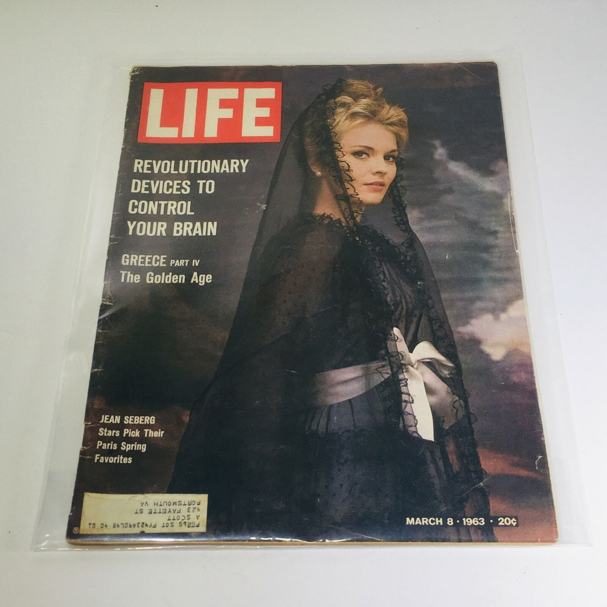 VTG Life Magazine Cover - March 8, 1963 featuring Jean Seberg, highlighting Paris Spring favorites with a classic fashion aesthetic.