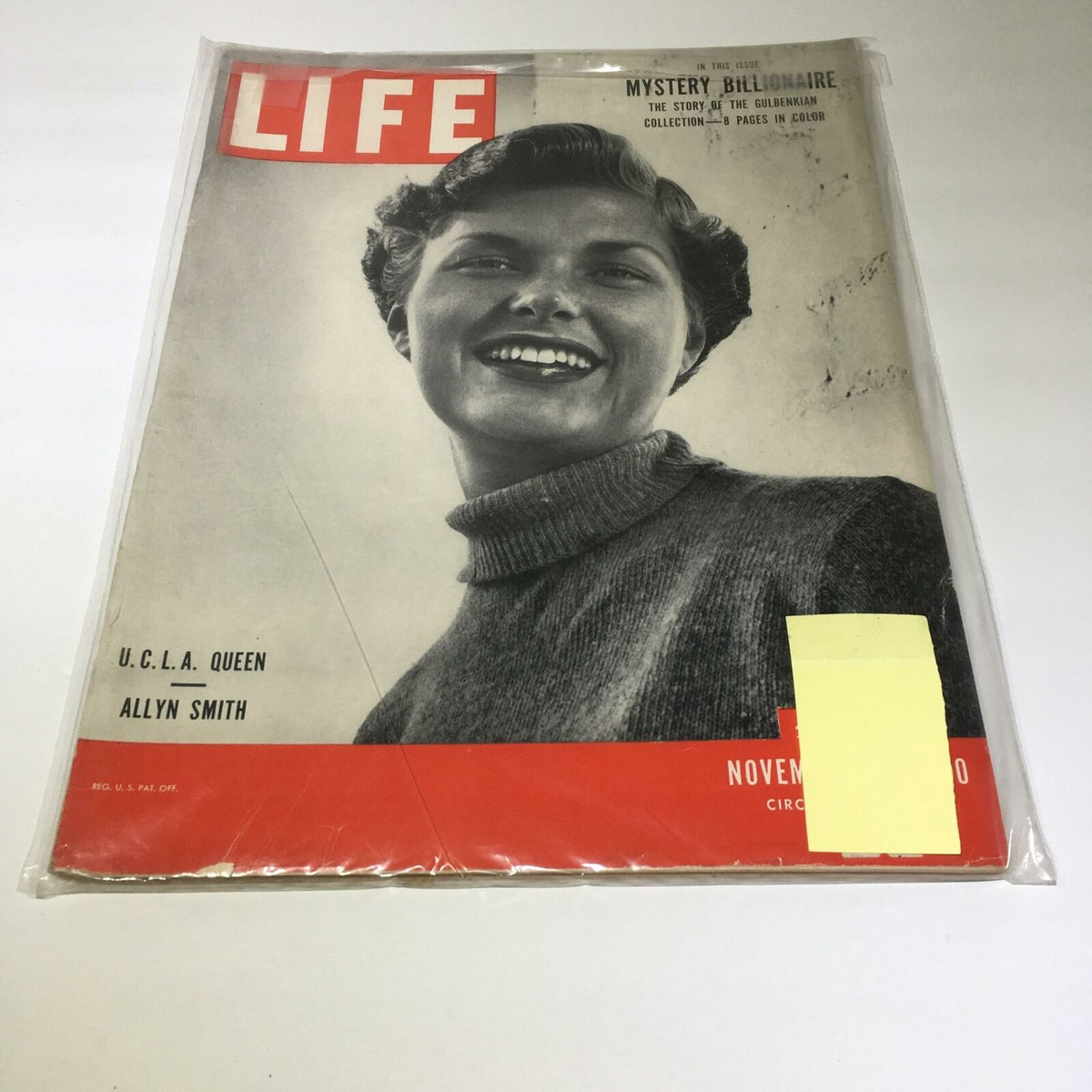 VTG Life Magazine November 27 1950 featuring UCLA Queen Allyn Smith, showcasing her smiling portrait on the cover.