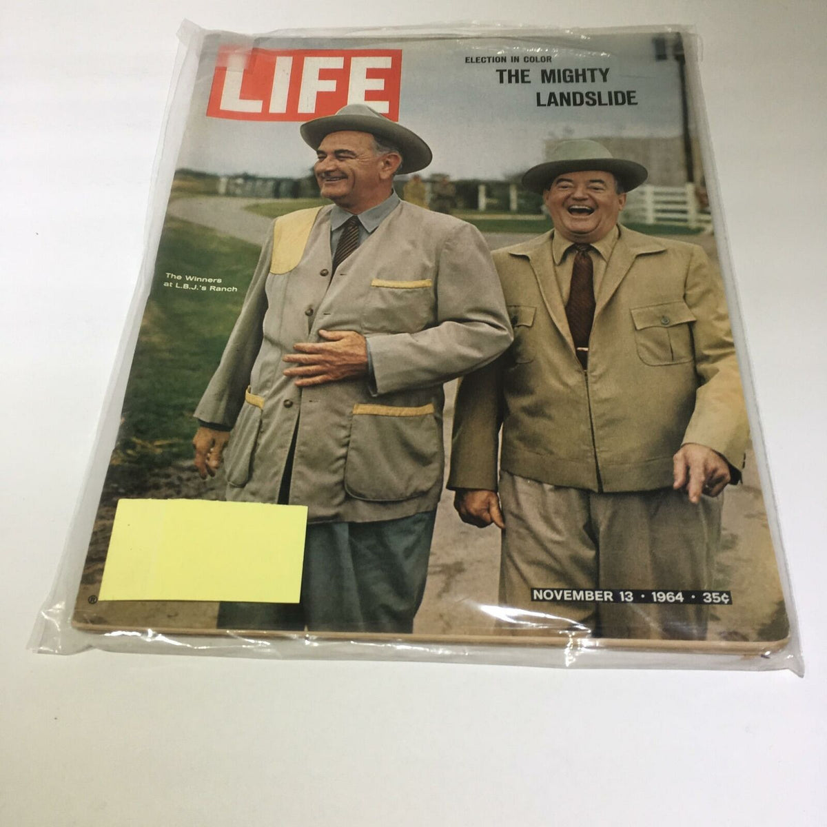 Cover of VTG Life Magazine November 13 1964 featuring President Lyndon B. Johnson and Hubert Humphrey, showcasing a historical moment in American politics.