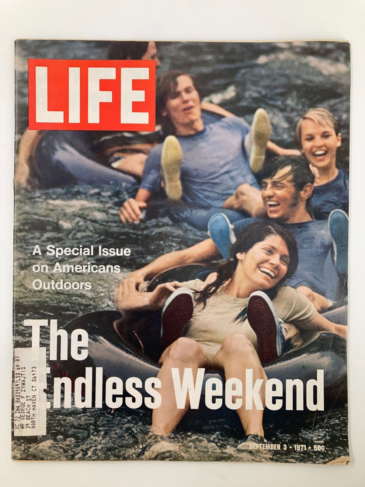 Cover of VTG Life Magazine September 3 1971 titled 'The Endless Weekend' featuring a group of young people enjoying outdoor activities, capturing the essence of American outdoors and leisure lifestyle of the 1970s.
