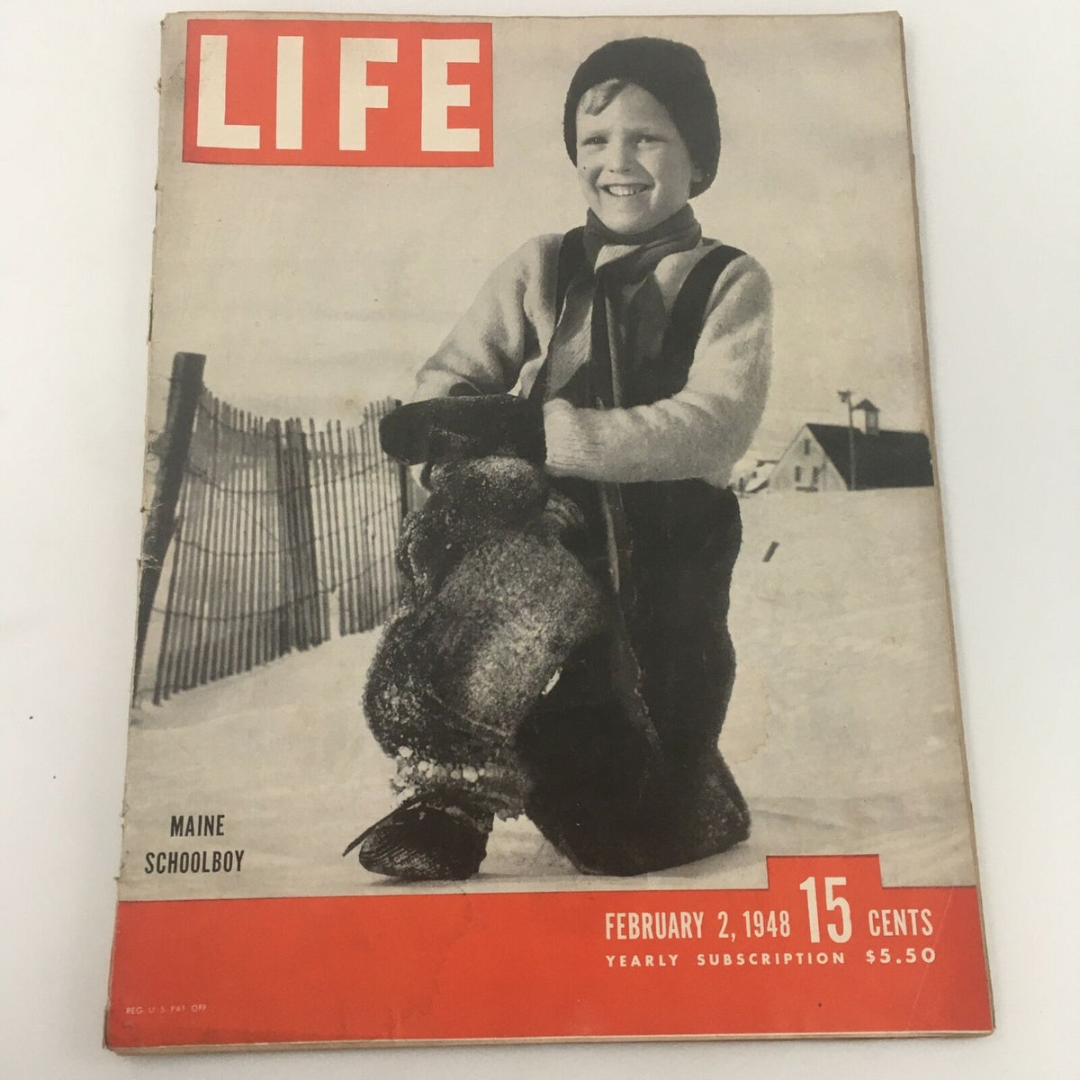 VTG Life Magazine February 2 1948 featuring a Maine schoolboy on the cover, showcasing vintage photography and classic design from post-war America.