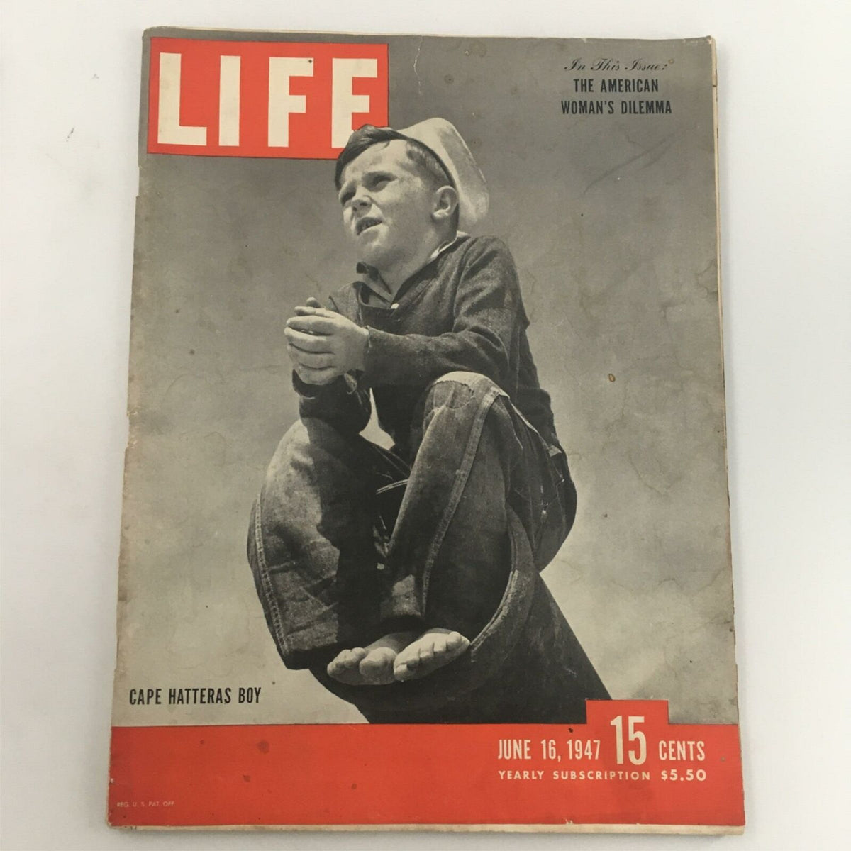 Cover of VTG Life Magazine June 16, 1947 featuring the headline 'Cape Hatteras Boy' and a story on 'The American Woman's Dilemma'.
