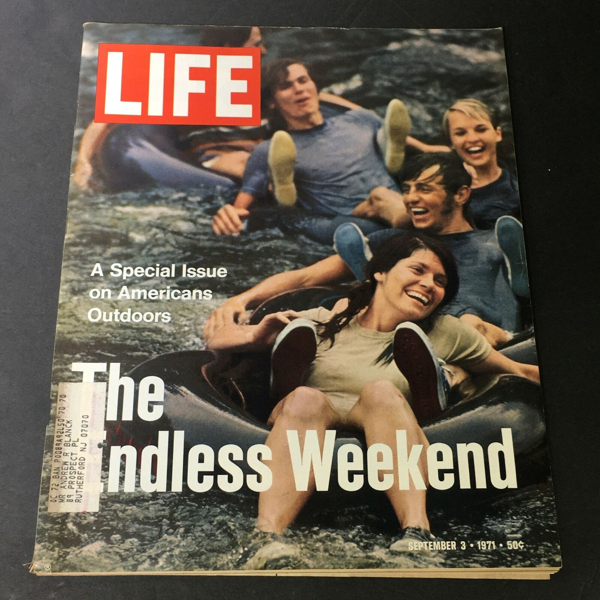 Cover of VTG Life Magazine December 3 1971 featuring the theme 'The Endless Weekend,' showcasing people enjoying outdoor activities in a river.
