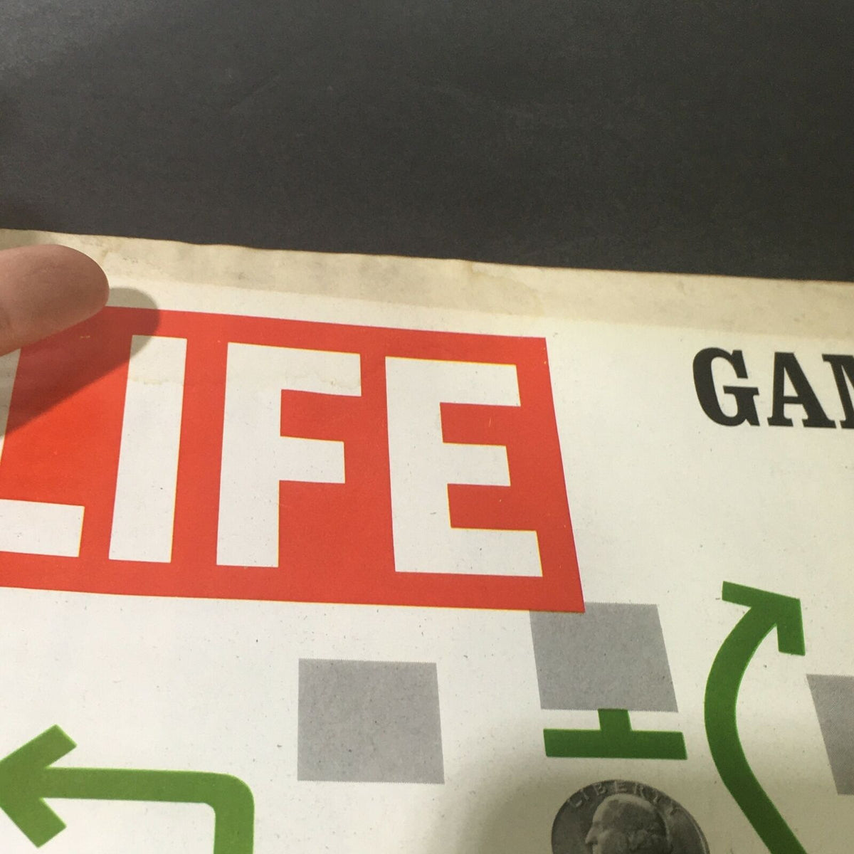 Detail of the 'LIFE' title on the magazine cover from VTG Life Magazine August 26, 1971, emphasizing the '$' symbol in the context of American politics.