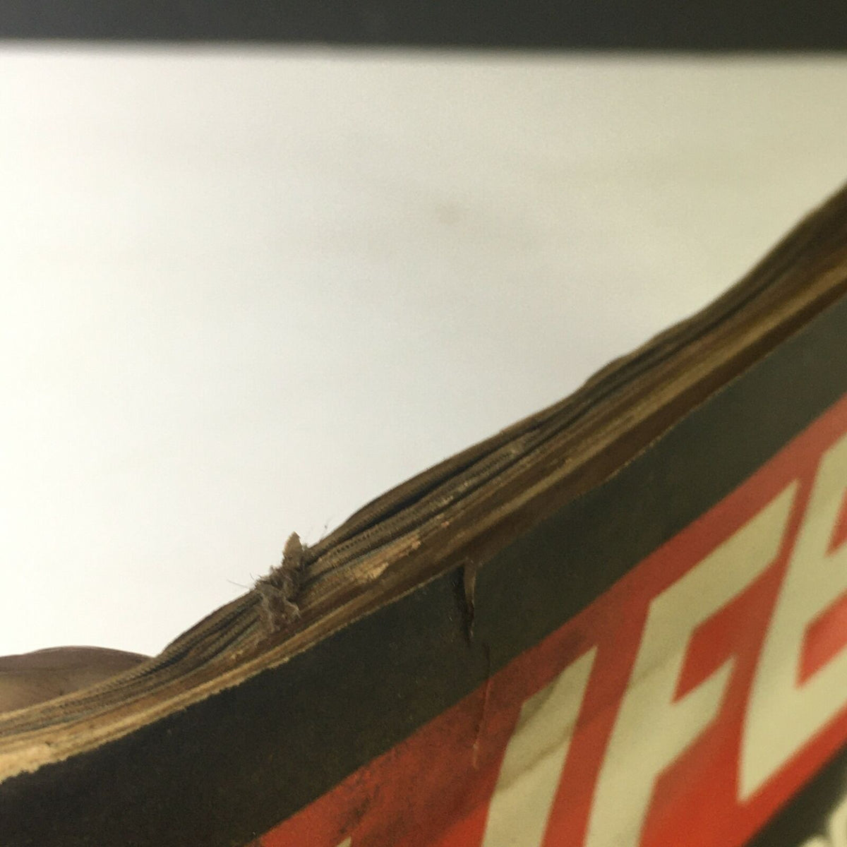 Close-up of the spine of VTG Life Magazine May 28 1971 featuring Chris Brown in The Reverent Rock Opera Jesus, showing wear and tear with minor damage.