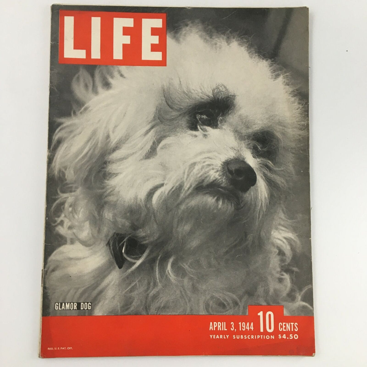 Life Magazine April 3 1944 - Glamorous Dog Feature, WWII Era Collectible, Good Condition