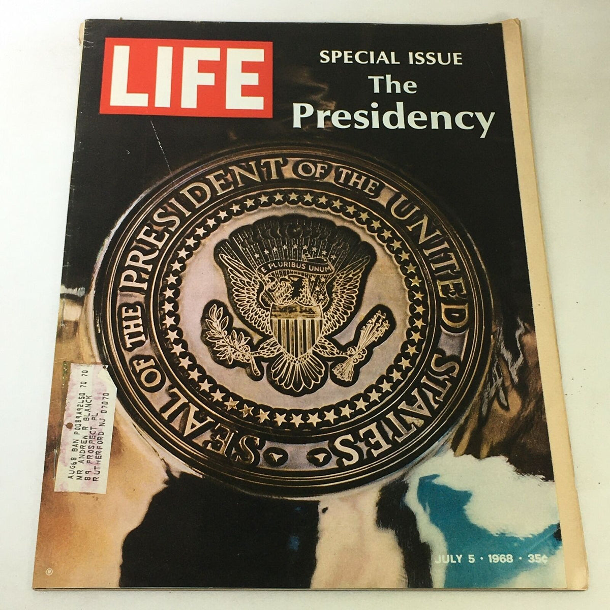 VTG Life Magazine July 5 1968 Cover featuring a special issue on The Presidency of the U.S.A., showcasing the Presidential seal with rich historical context.