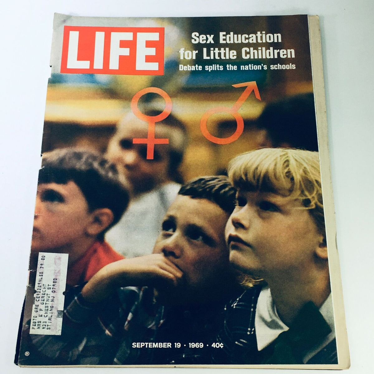 VTG Life Magazine September 19 1969 featuring a cover story on 'Sex Education for Little Children' with an image of three children looking thoughtfully at the camera.