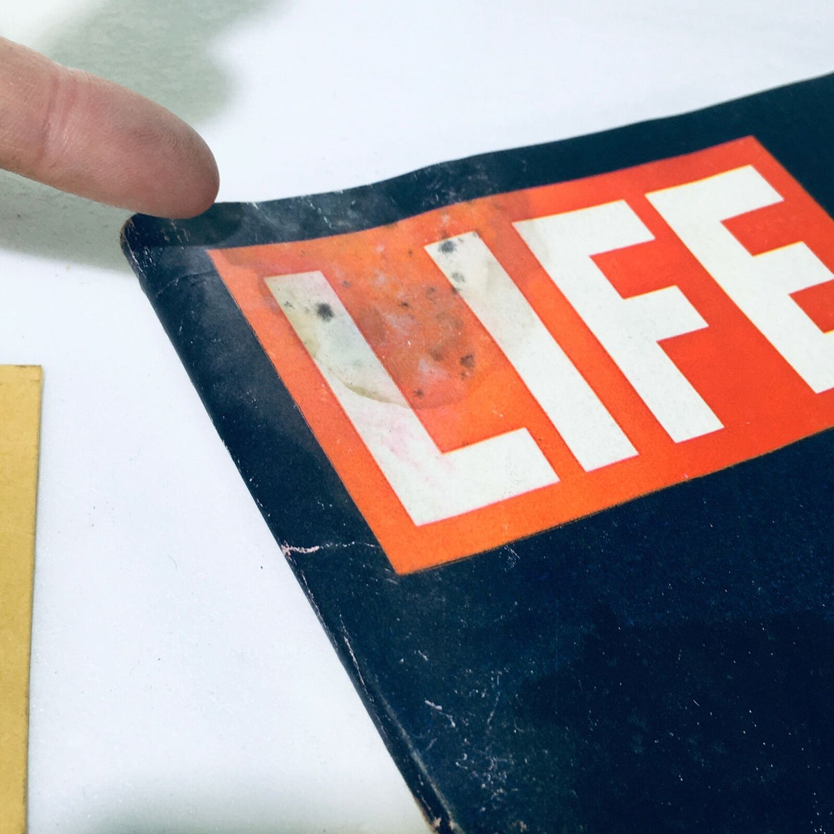 Close-up view of the cover of VTG Life Magazine November 19, 1965, highlighting the title and wear on the edges.