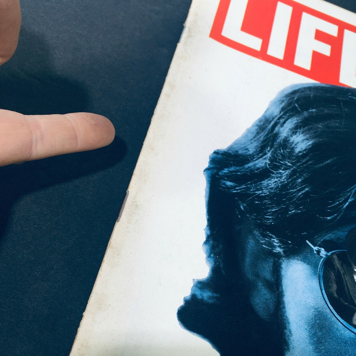 Detailed view of the edge of VTG Life Magazine May 17 1968, emphasizing the condition of the cover and the thematic title 'The Generation Gap'.