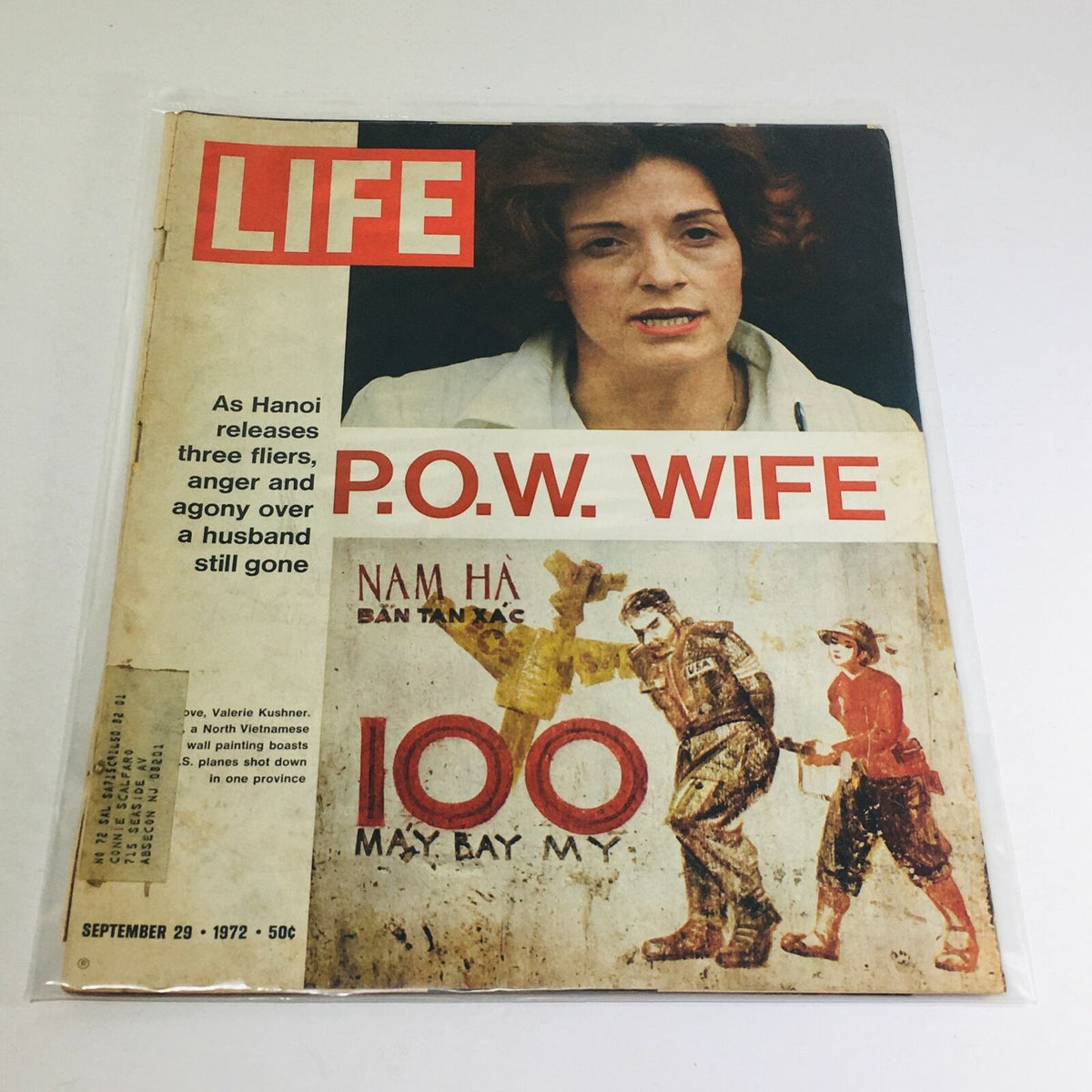 Cover of VTG Life Magazine: September 29, 1972, featuring a P.O.W. wife, highlighting stories of Hanoi's release of prisoners, with striking visuals and headlines.
