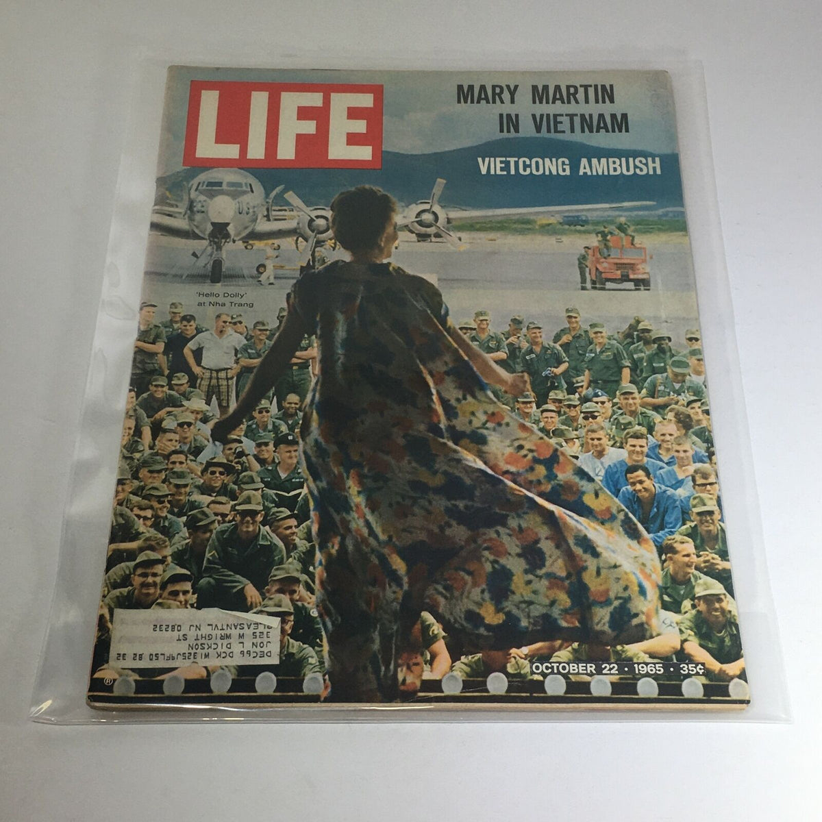 VTG Life Magazine - October 22 1965 featuring Mary Martin in Vietnam during the Vietcong Ambush, showcasing a significant moment in history with a colorful cover and images of soldiers.