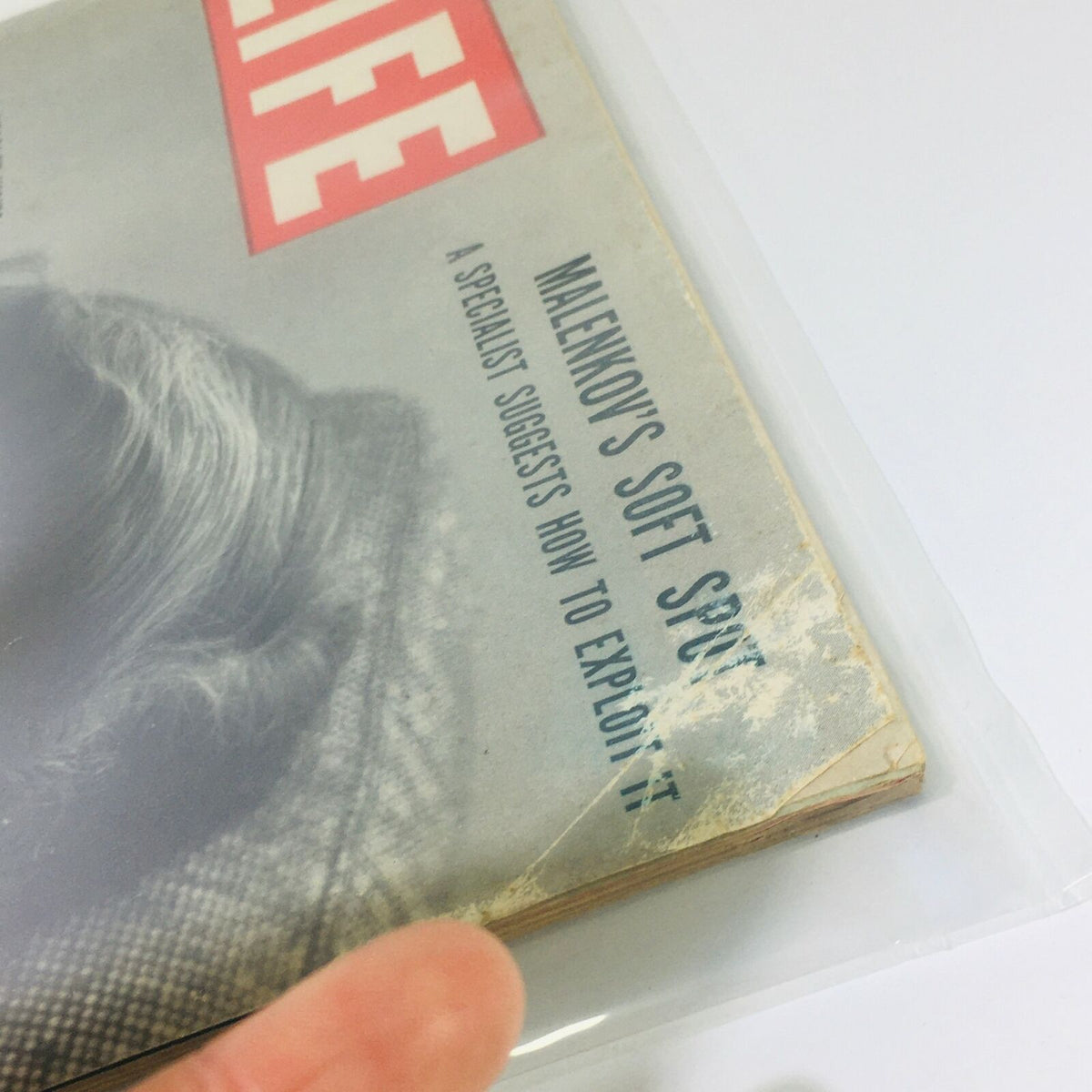 Close-up of the Life Magazine from March 23, 1953, highlighting the title and the date, emphasizing its collectible nature and historical significance.