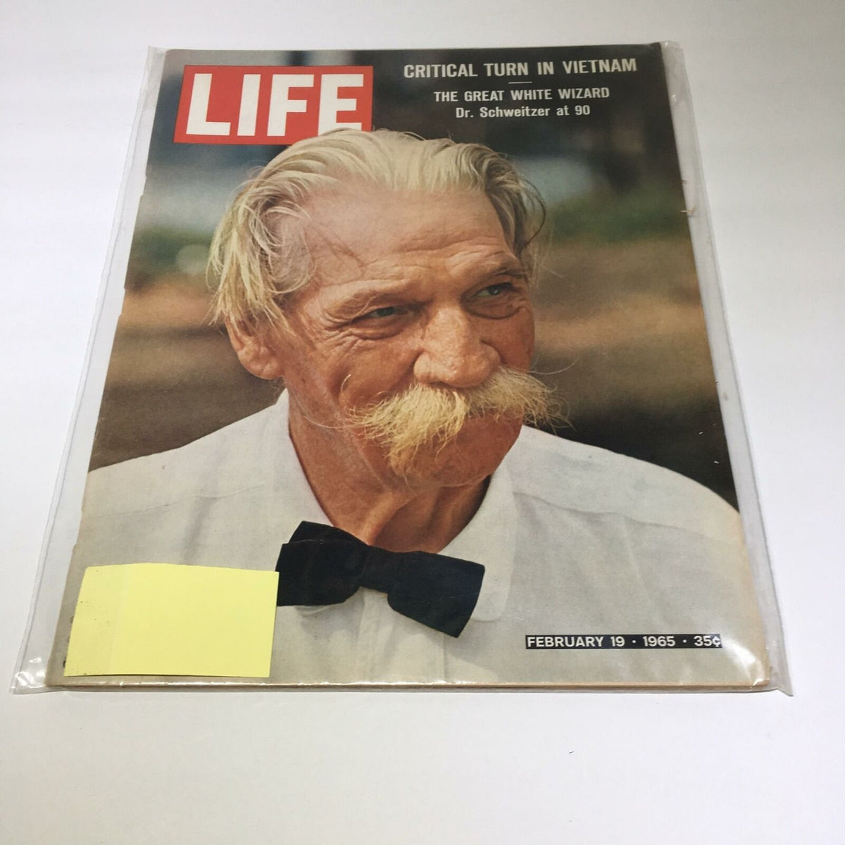 Cover of VTG Life Magazine from February 19, 1965 featuring Dr. Albert Schweitzer, the Great White Wizard, celebrating his 90th birthday.