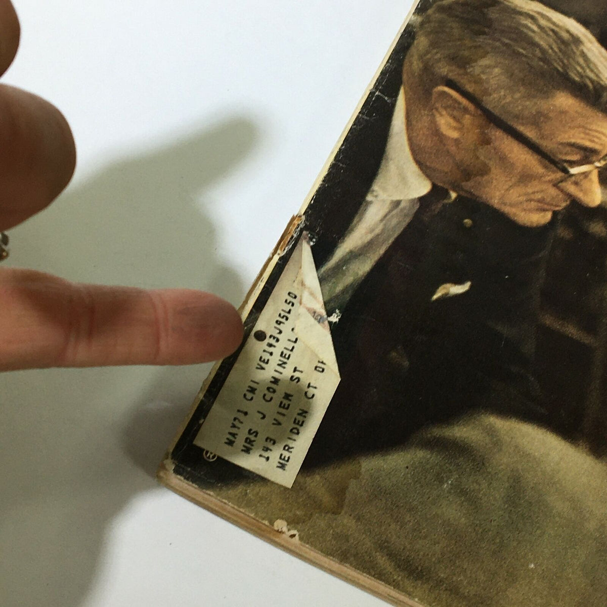 Detail of the VTG Life Magazine January 17, 1969, showing address label with handwritten details on the cover.