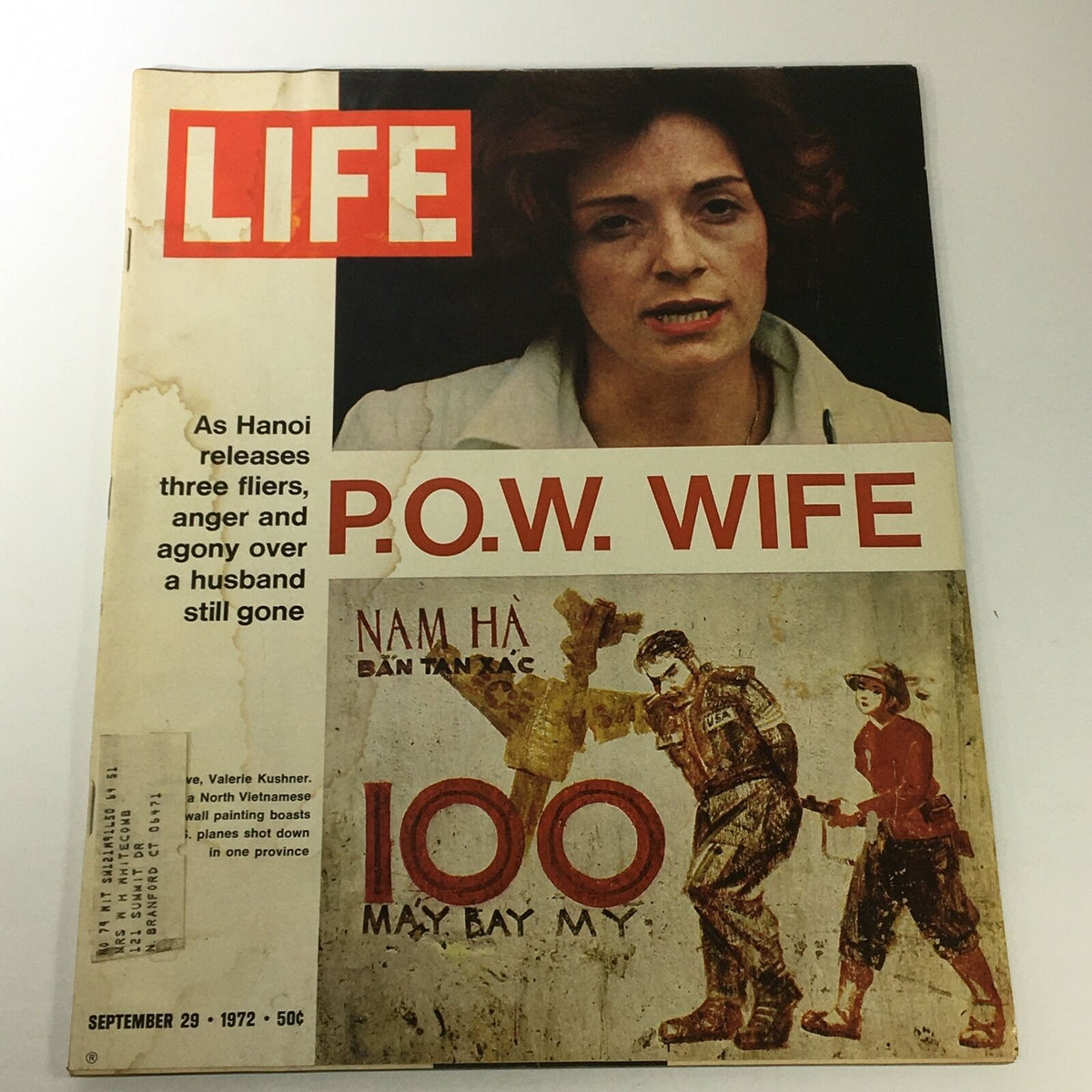 Cover of VTG Life Magazine September 29, 1972 featuring P.O.W. Wife, with text about Valerie Krushner and the Vietnam War.
