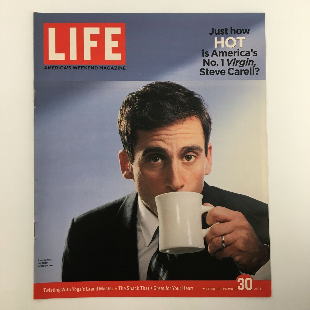 Life Magazine Insert featuring Steve Carell dated September 30, 2005, showcasing the actor with a coffee cup, reflecting mid-2000s pop culture.