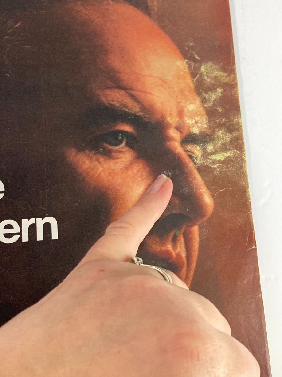 Close-up of George McGovern on the cover of VTG Life Magazine July 7, 1972, highlighting the texture and details of the image.
