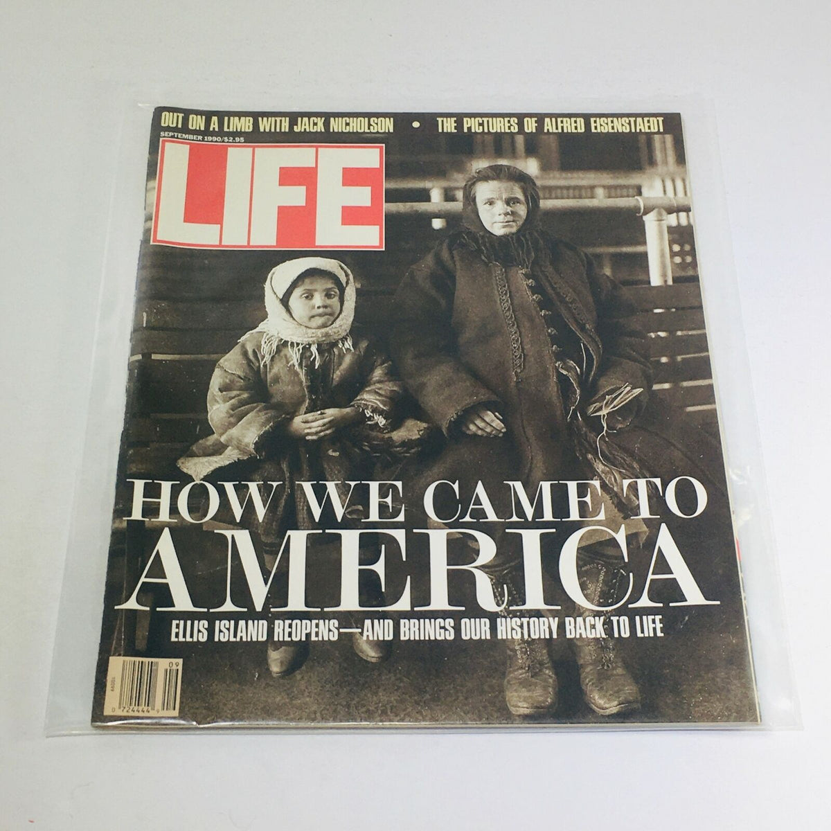 VTG Life Magazine September 1990 cover featuring the title 'How We Came to America' with an iconic photo related to the reopening of Ellis Island, showcasing historical significance and immigrant stories.