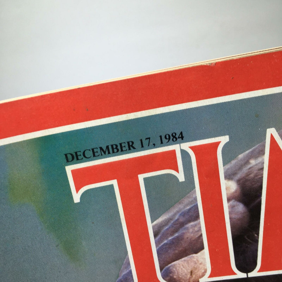 Close-up of the Time Magazine date, 'December 17, 1984,' highlighting the publication date of the issue containing the cover story 'India's Disaster: The Night of Death, A Global Worry.'