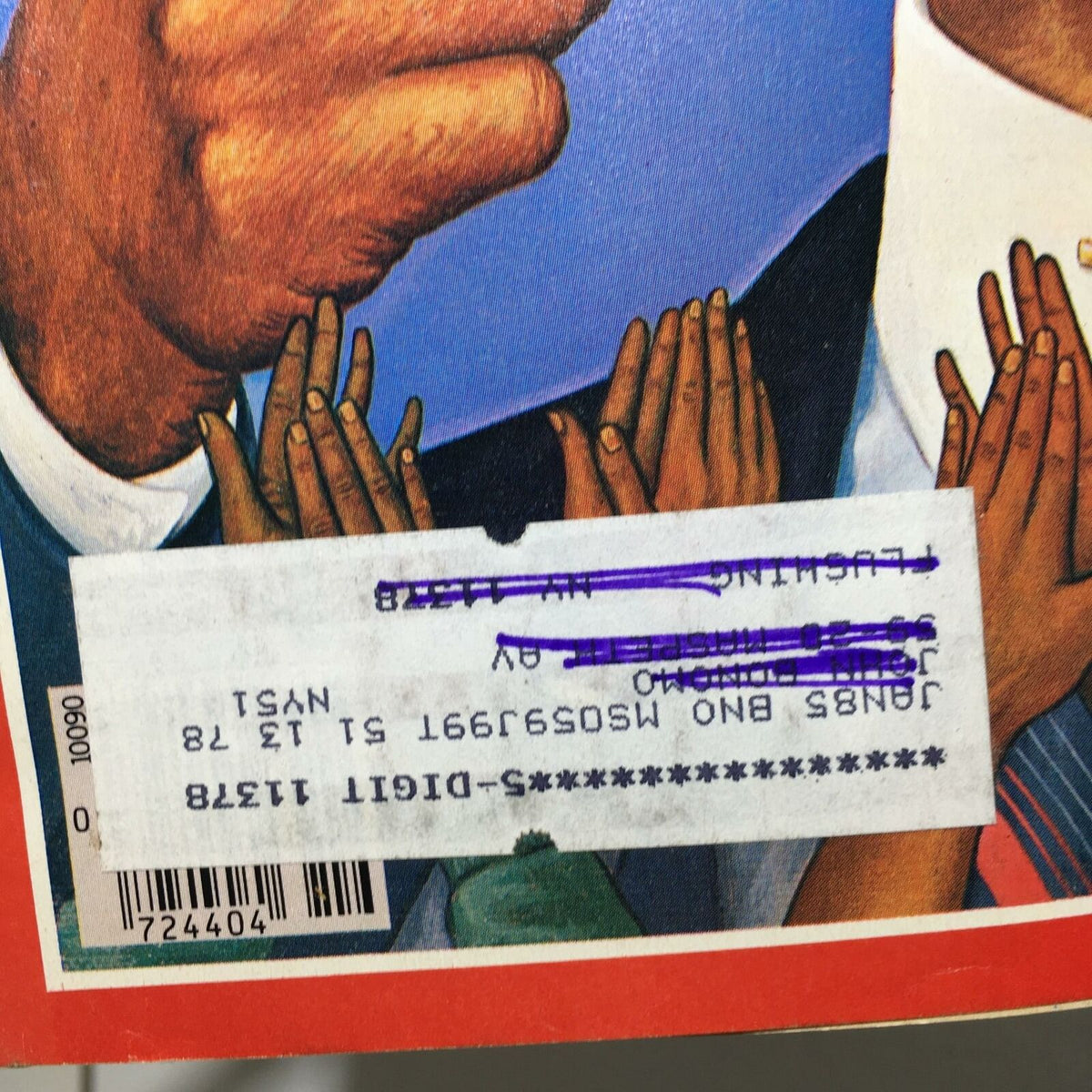 Close-up of the original address label on the cover of Time Magazine, dated May 7, 1984.
