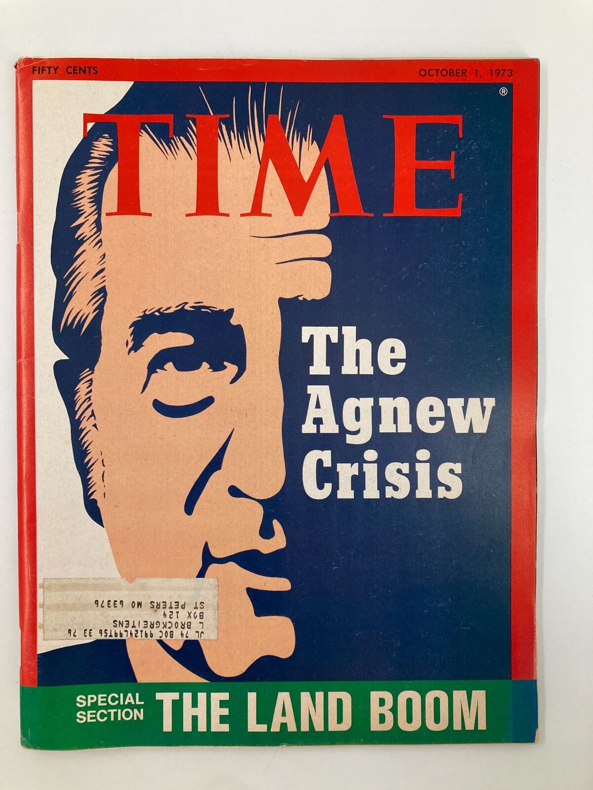 Vintage Time Magazine October 1 1973 The Spiro Agnew Crisis, The Land Boom