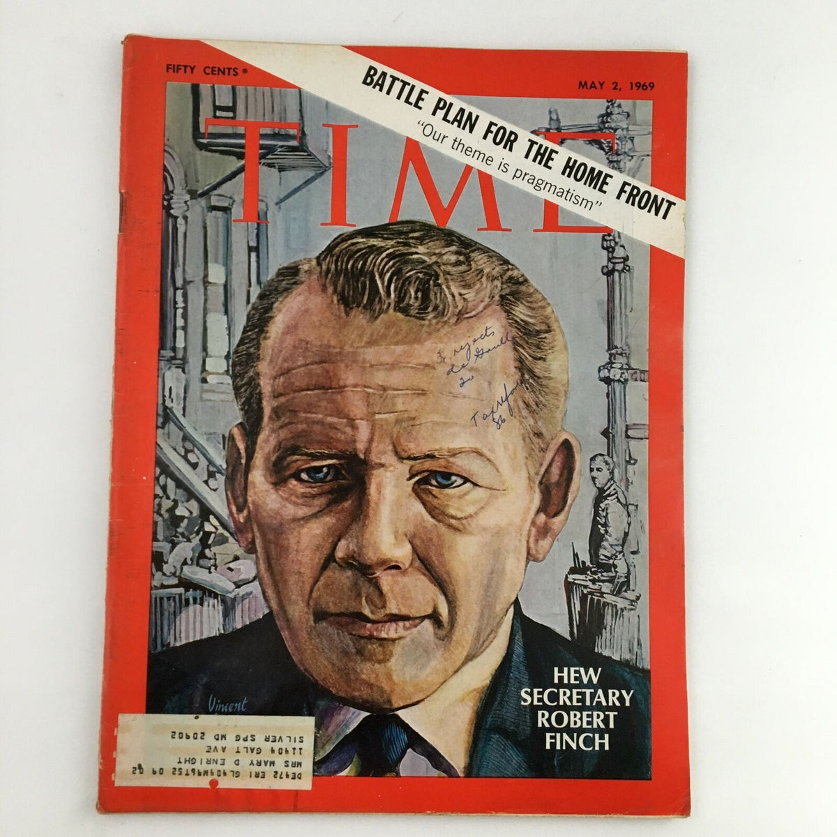 Time Magazine cover from May 2, 1969, featuring HEW Secretary Robert Finch, highlighting a significant moment in American history.