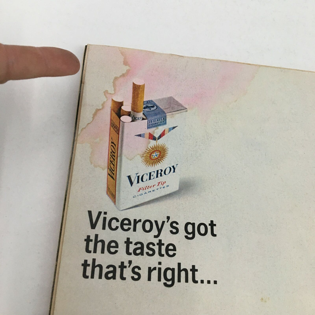 Inside page of Time Magazine from November 4, 1966, showcasing an advertisement for Viceroy cigarettes.