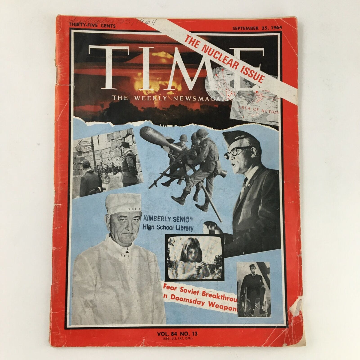 Cover of Time Magazine from September 25, 1964, featuring the headline 'Fear Soviet Breakthrough in Doomsday Weapon', showcasing Cold War themes and military technology innovations.