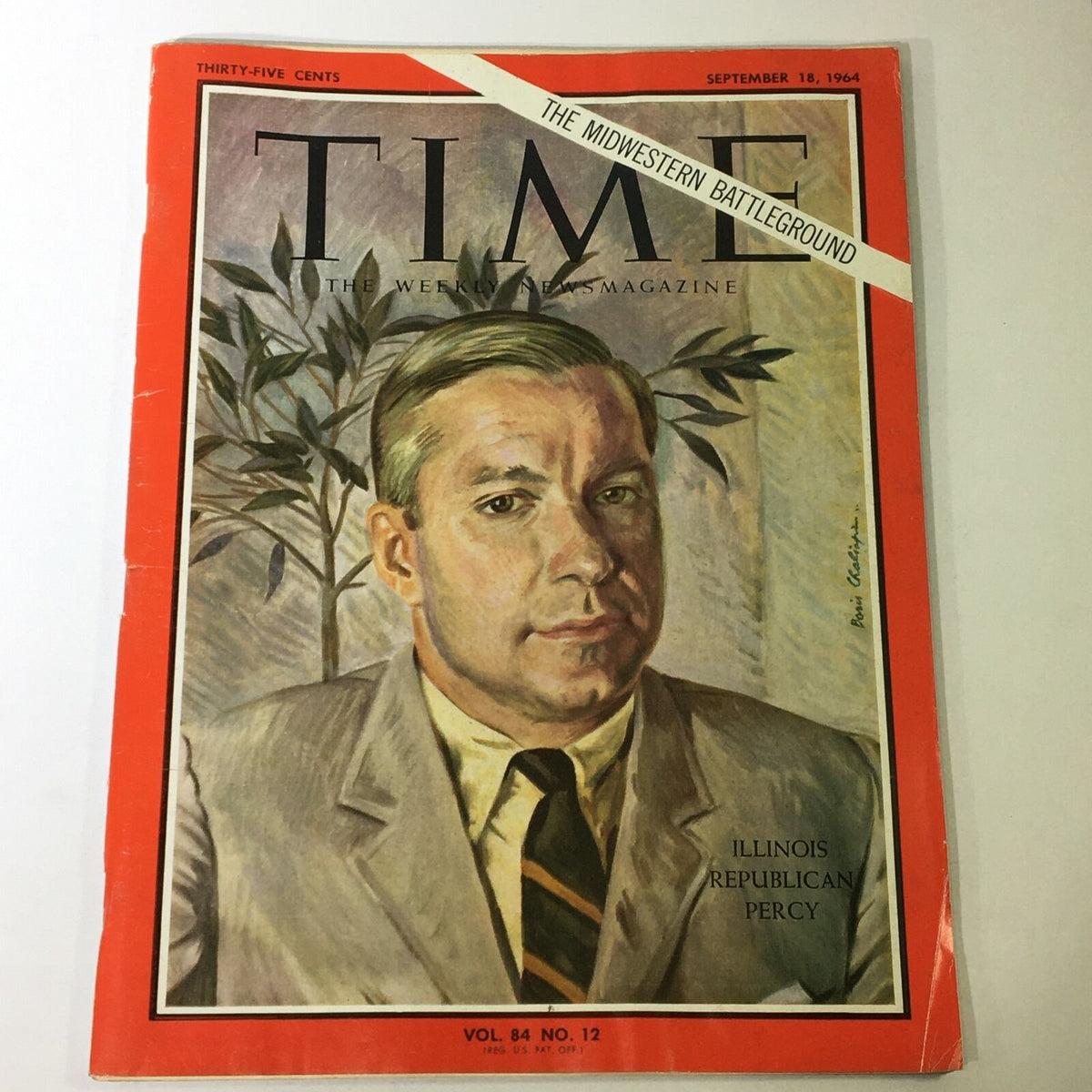 VTG Time Magazine September 18 1964 featuring Illinois Republican Charles H. Percy on the cover, showcasing a portrait and details of the Midwestern battleground.